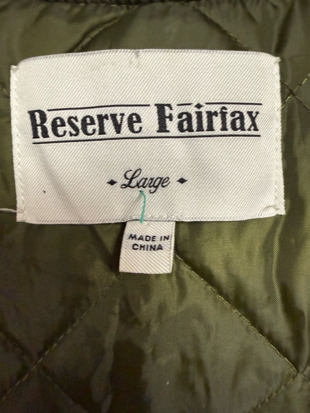 Reserve Fairfax Large Cropped Quilted Bomber Jacket - Olive Green - Picture 7 of 8